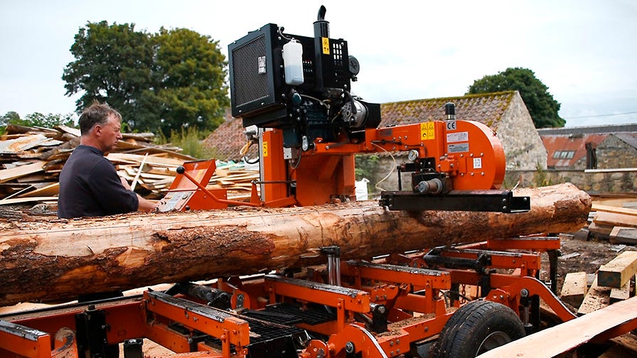 Wood-Mizer LT40 sawmill is portable and fully hydraulic.