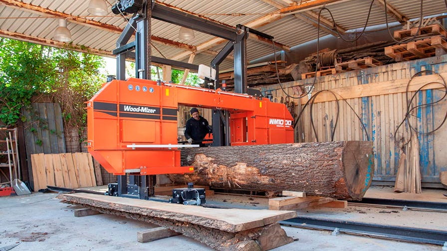 The Wood-Mizer WM1000 sawmill at Lehmundo workshop