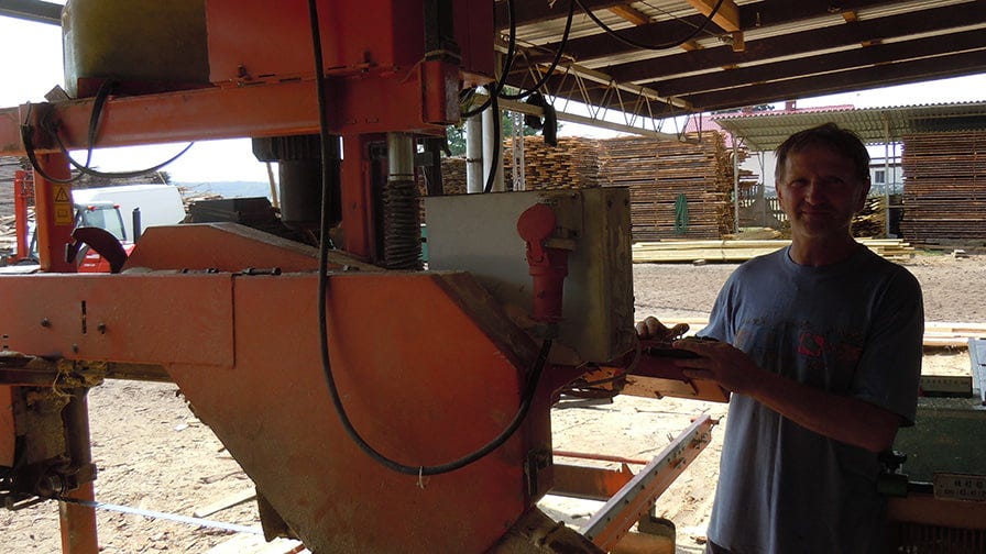 Jerzy Matusiak operates his LT15 sawmill